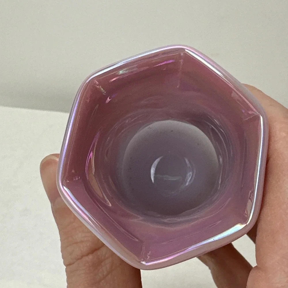 Vintage Gibson Toothpick Holder Pink Blue Glass Opalescent 1995 2.75